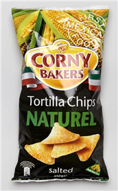 CORNY BAKERS TORTILLA CHIPS NATURAL 12X450GR
