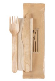 Duni cutl. pack petit 3/1 waxed wood (193131) 250 stuks
